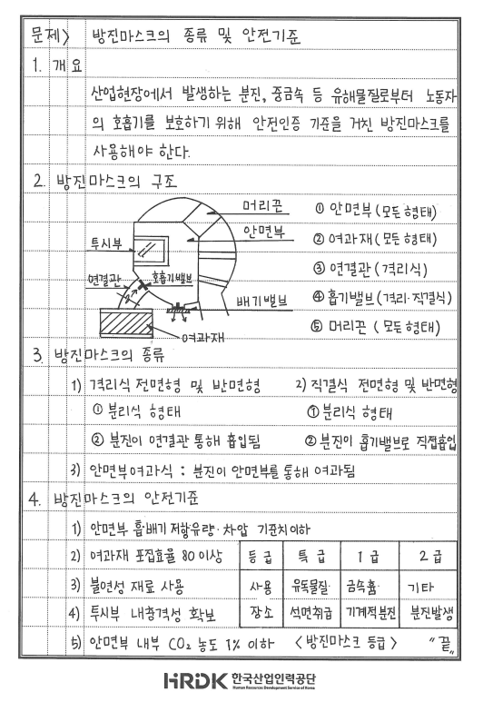 방진마스크 필기시험 문제